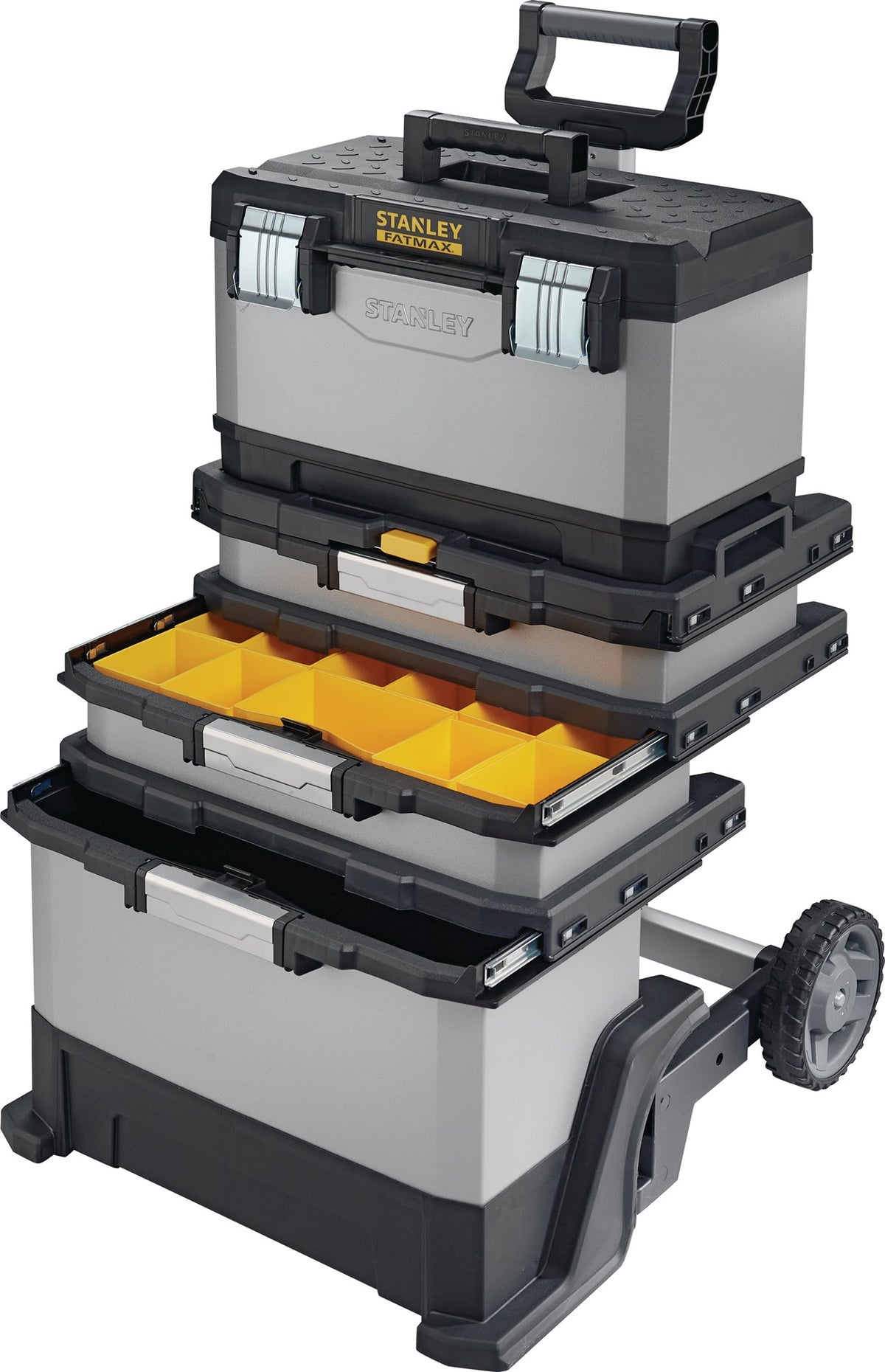 STANLEY Rollende Werkstatt B568xT389xH893mm Kunststoff und Metall mit abnehmbarer Werkzeugbox
