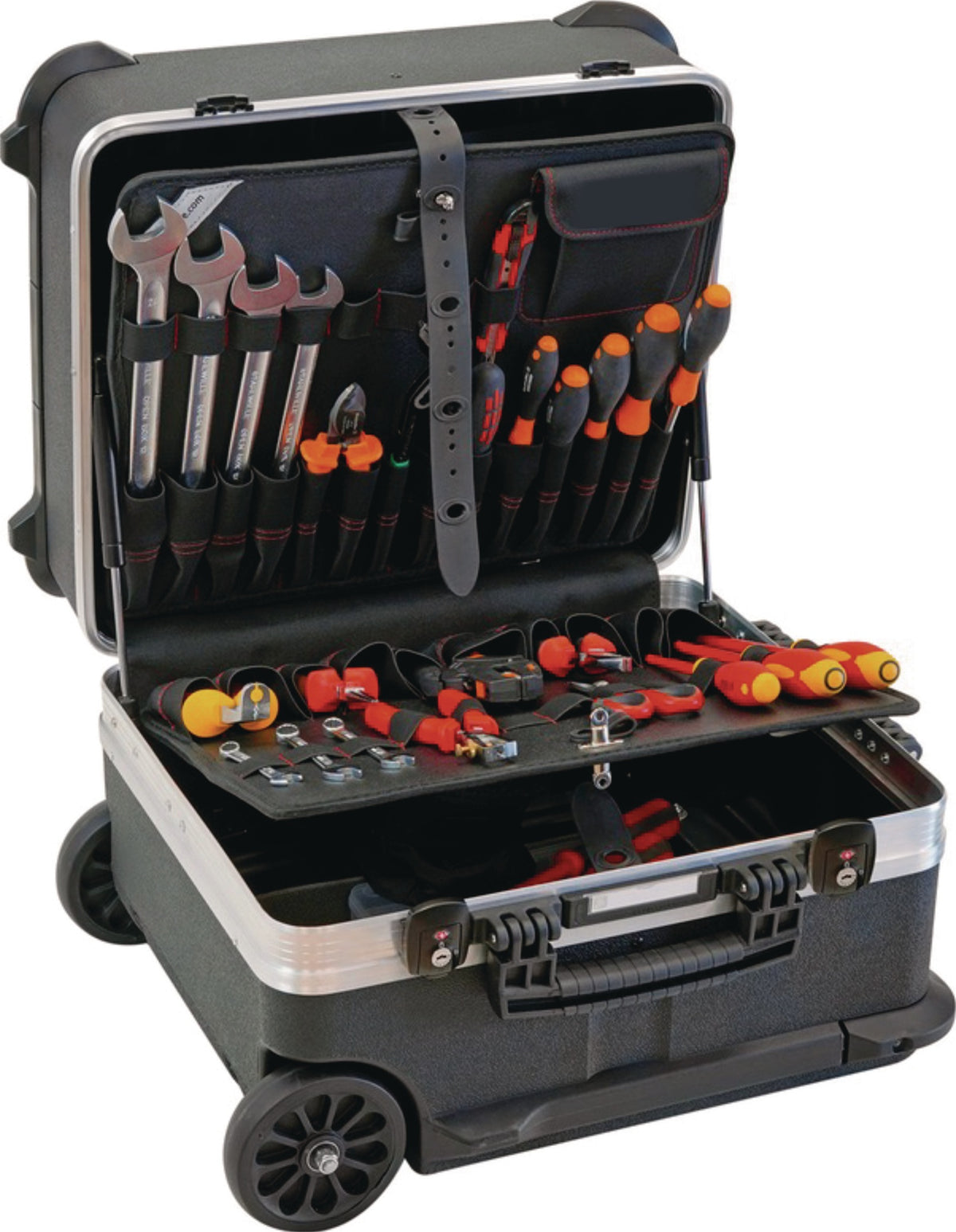PROMAT Schalenkoffer rollbar 64 l HDPE mit Aluminiumrahmen und TSA-Schloss