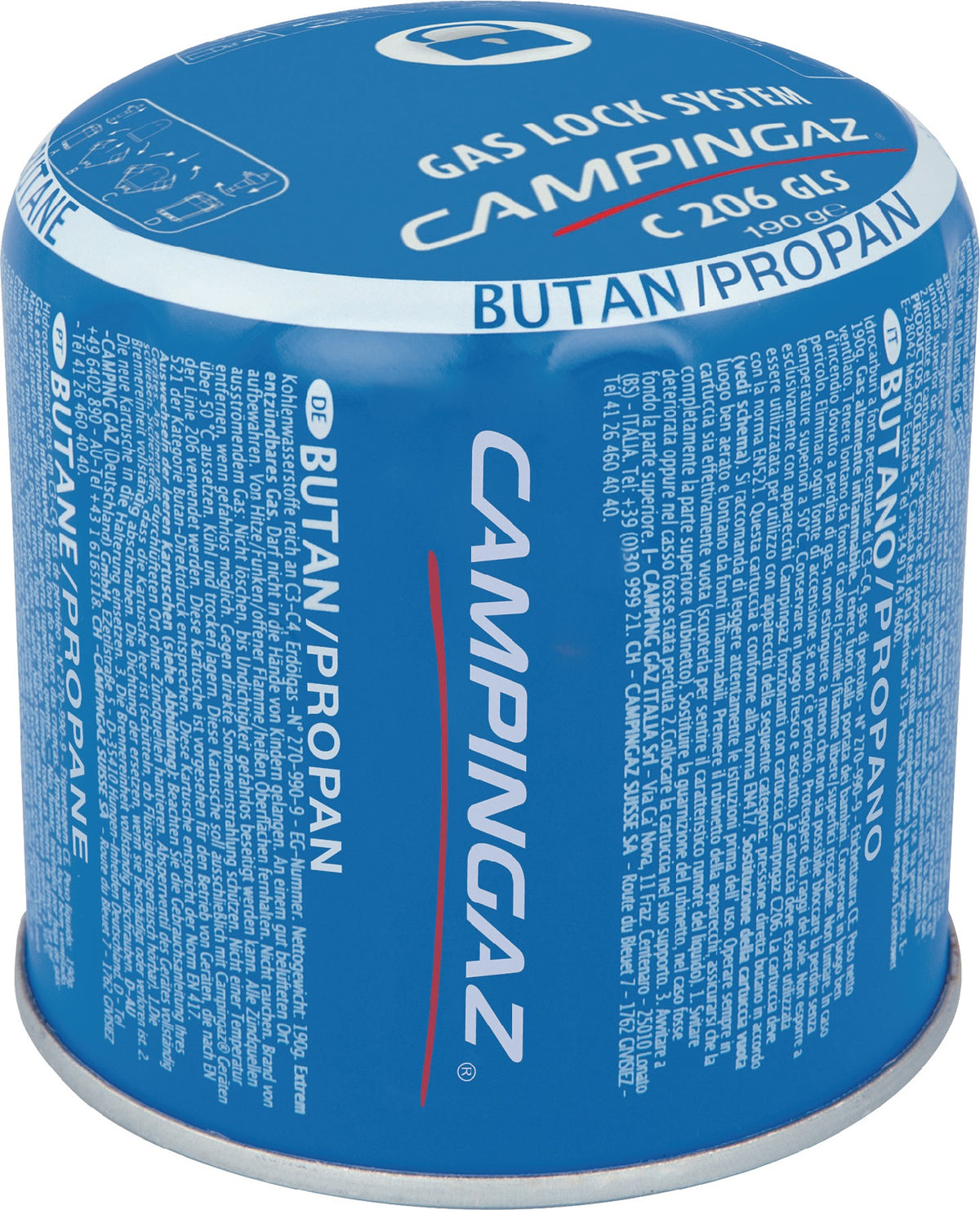 Stechkartusche C 206 GLS 190g 314ml CAMPINGAZ – Butan/Propan 80/20 mit Gas-Lock-System