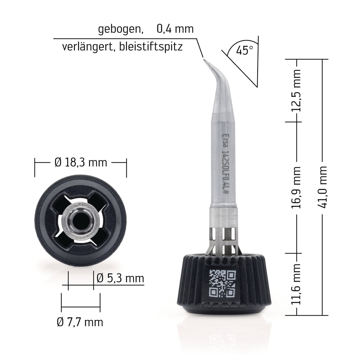 ERSA Lötspitze Bleistiftspitz B.0,4mm 0142SDLF04L/SB mit ERSADUR Beschichtung