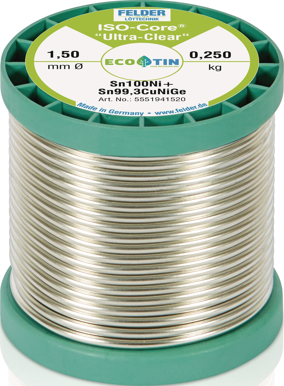FELDER Lötdraht ISO-Core UltraClear 1mm 100g Sn100Ni+ bleifrei halogenfrei