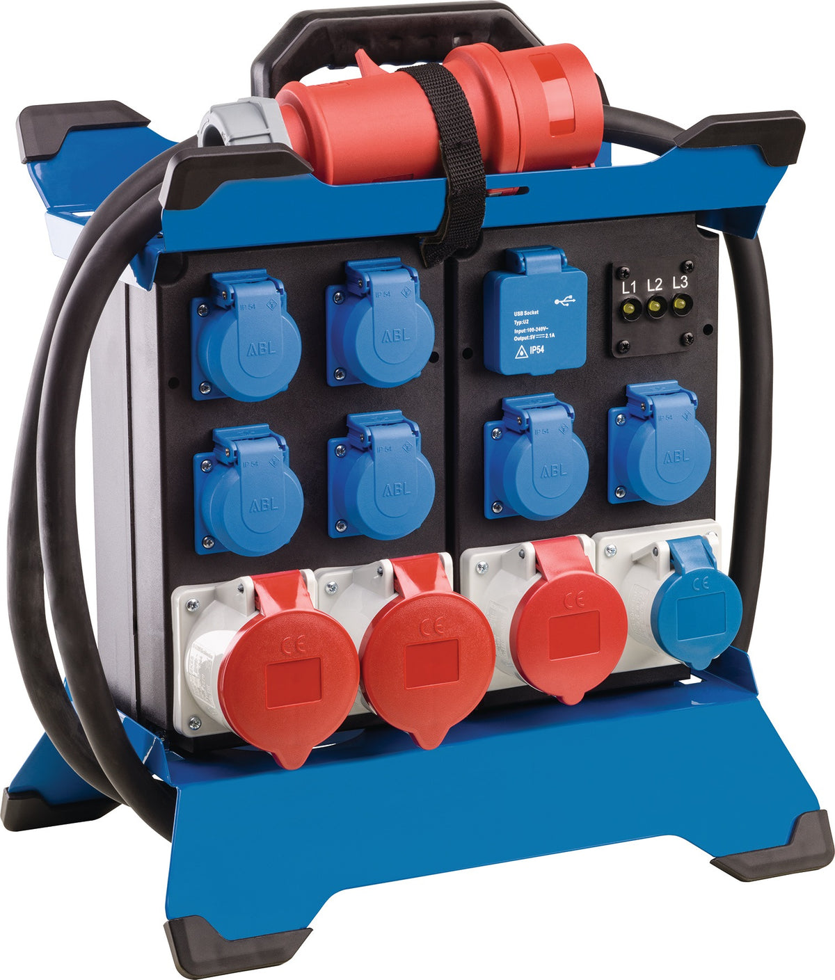 AS-SCHWABE CEE-Standstromverteiler STECKY DUO 1 mit CEE-Stecker 400V, 16 A – IP44