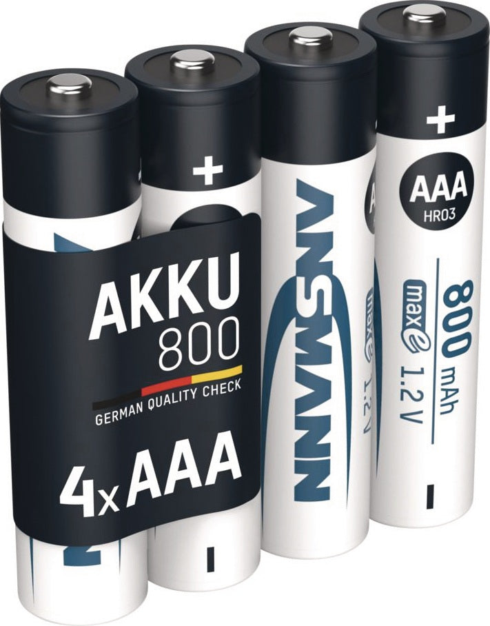 ANSMANN Akkuzelle maxE 1,2 V 800 mAh R03-AAA-Micro HR03 – 4er Blister, vorgeladen & sofort einsatzbereit