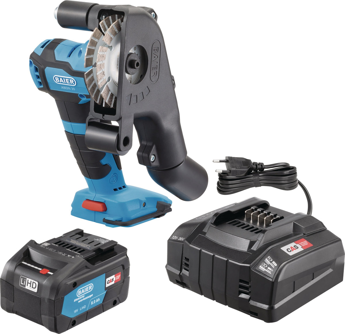 BAIER Akku-Mauernutfräse ABDN 20 Set 18V 8Ah – 22 mm Nutbreite & -tiefe, bürstenlos