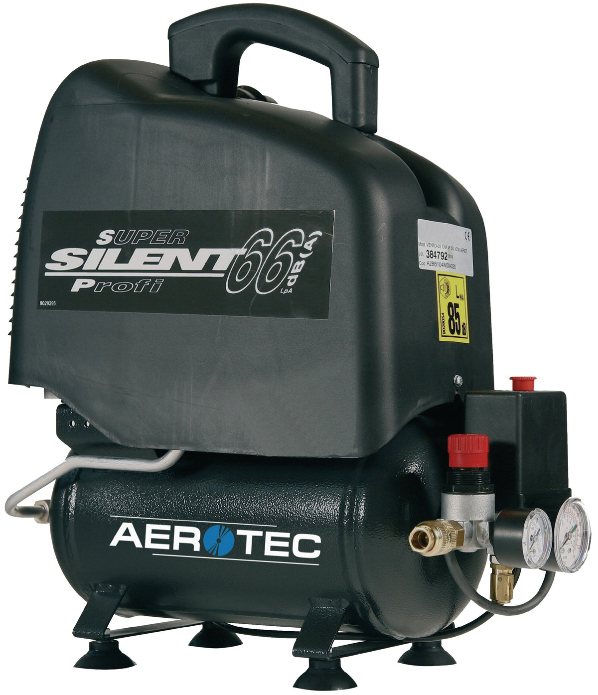AEROTEC Vento Silent 6 Kompressor – ölfreier Kolbenkompressor, 6 l, 8 bar, 0,7 kW, 230 V, leise