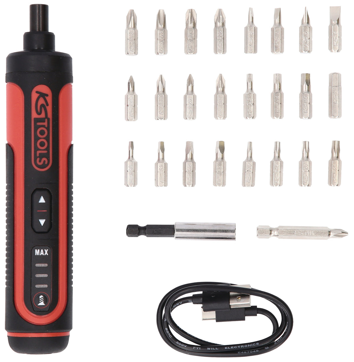 KS TOOLS eMONSTER 27-tlg. Akku-Schraubendreher-Set mit 1/4 Zoll Bits