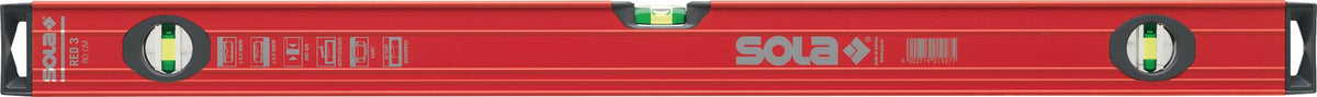 SOLA Wasserwaage Big Red 3 150 cm Aluminium rot mit zwei Griffen – 0,3 mm/m Genauigkeit
