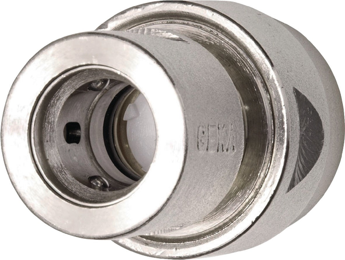 GEKA plus Schlauchstück Wasserstop 13 mm (1/2") Messing vernickelt