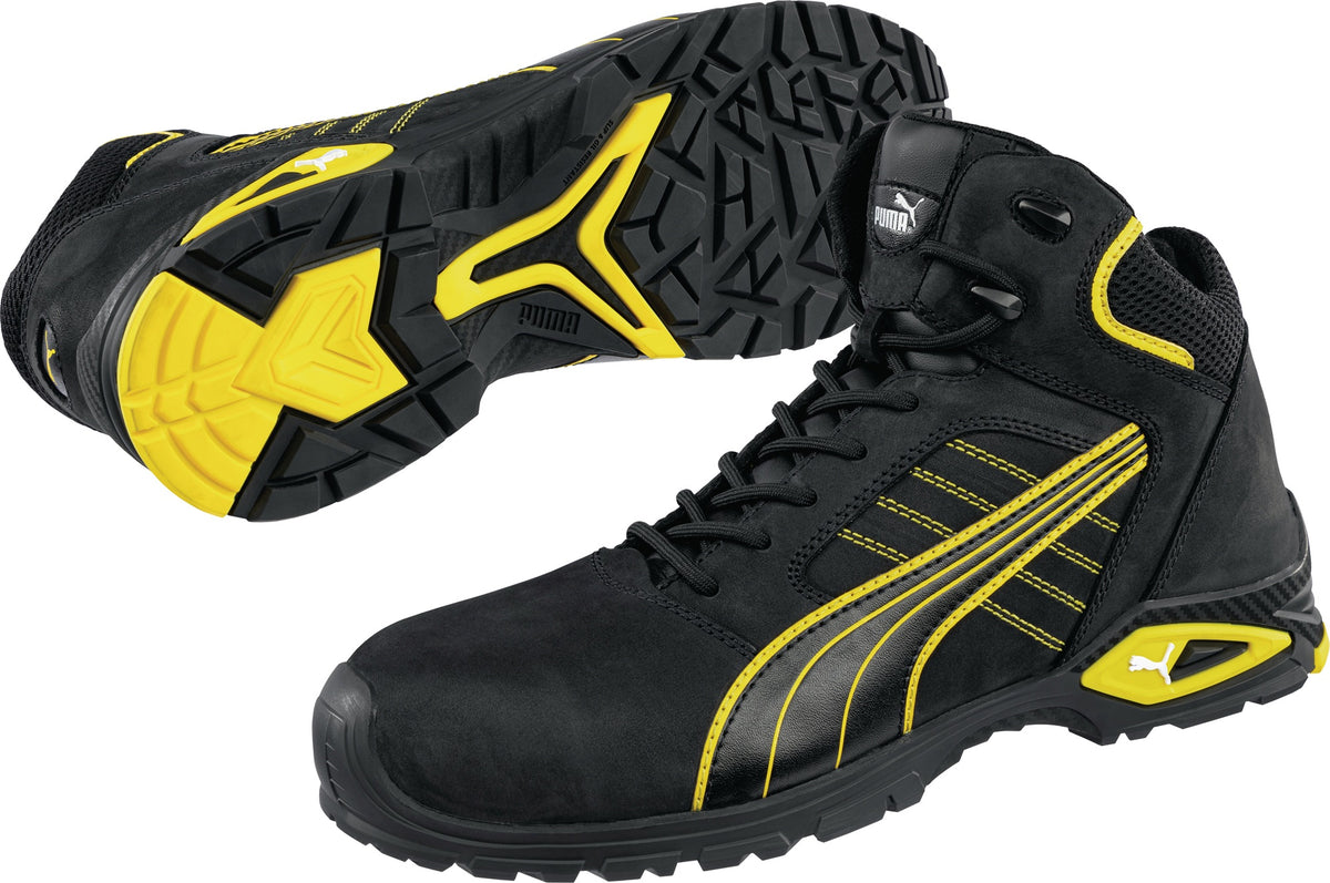 PUMA Sicherheitsstiefel Ams.Mid S3L FO SR – Nubukleder, Aluminiumkappe, Gr. 40, Weite 11