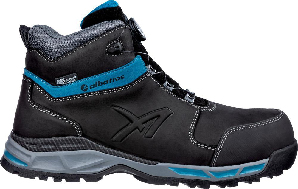 ALBATROS Sicherheitsstiefel TOFANE BLACK QL CTX MID S7S ESD – Gefettetes Vollrindleder, Weite 11