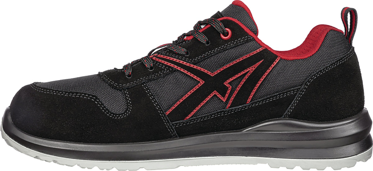 ALBATROS Berufsschuh CLIFTON ST LOW O2 ESD SRC – hydrophobiertes Veloursleder, schwarz/rot