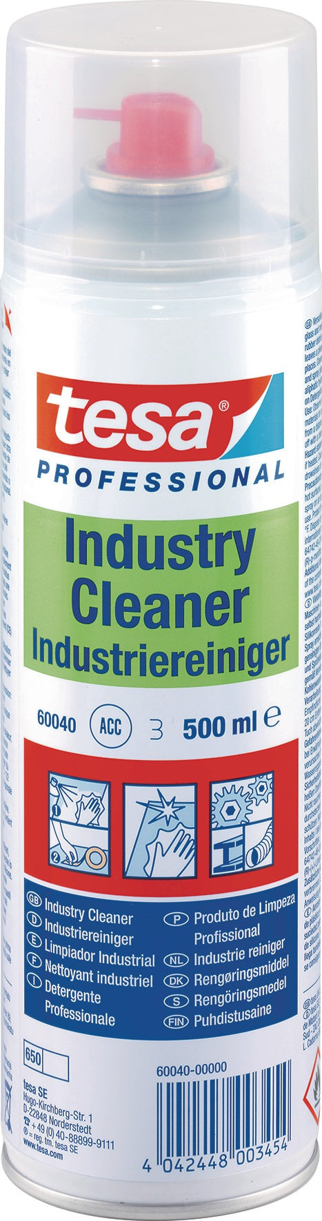 TESA Industriereiniger 60040 500 ml Spraydose – Löst Wachs, Öl, Fett und Silikonreste rückstandsfrei