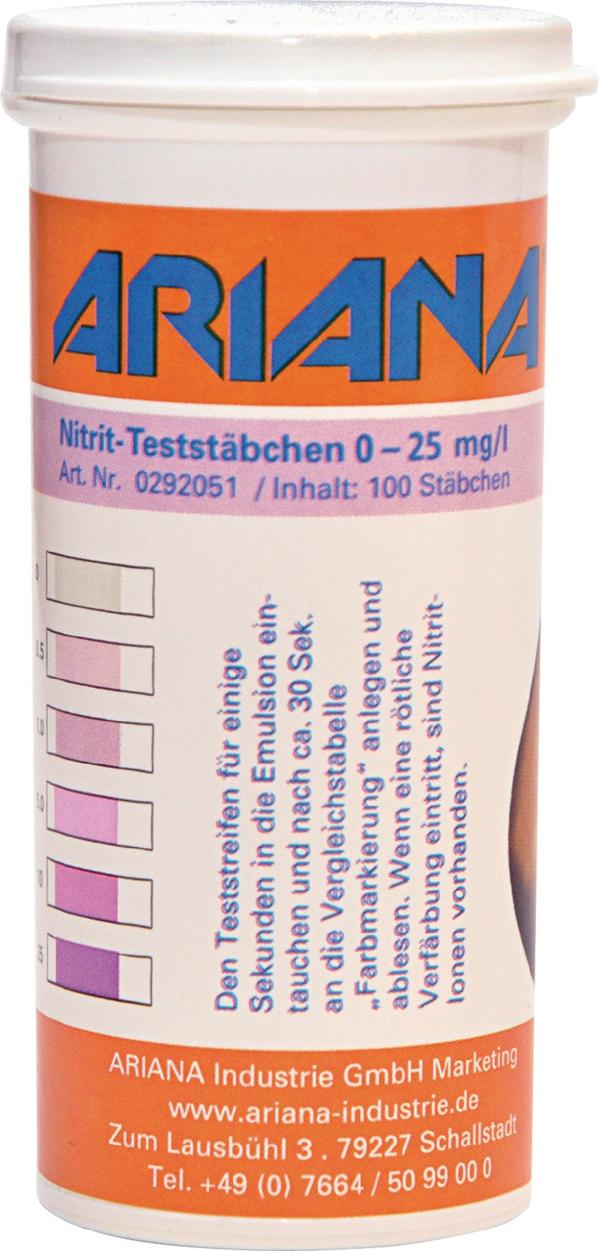 ARIANA Messstäbchen TRGS 611 Nitrit-Gehalt 0-25 mg/l 100 St. Dose