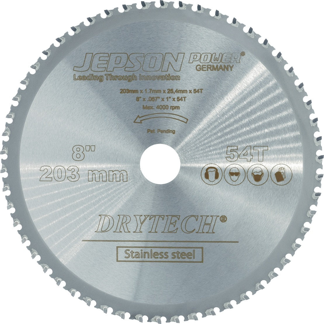 JEPSON Drytech® HM 203/54Z Metallkreissägeblatt 203 mm für Edelstahl
