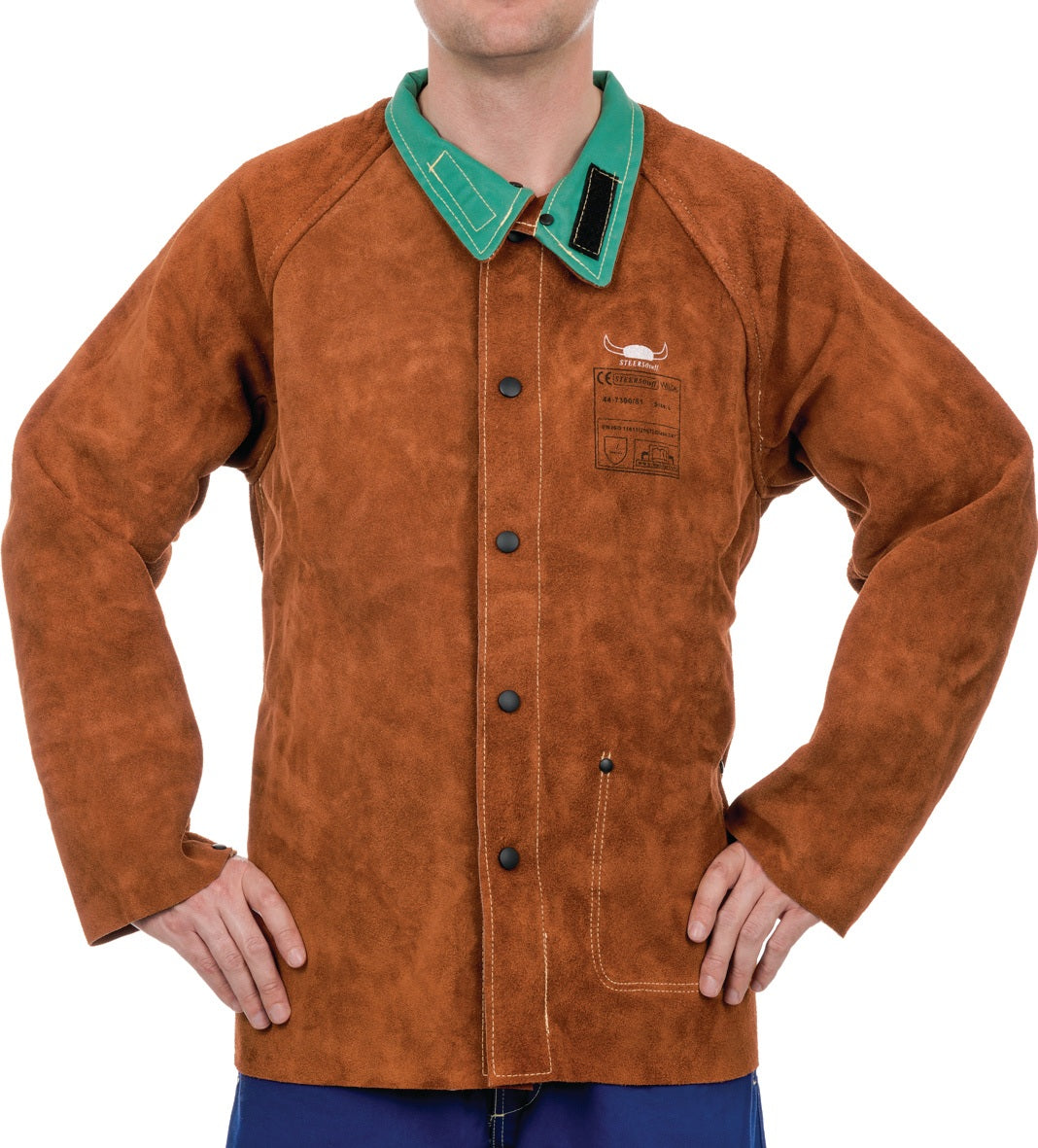 WELDAS Schweißerschutz-Jacke STEERSOtuff® Gr. M – Rindspaltleder, EN ISO 11611 Kl. 2