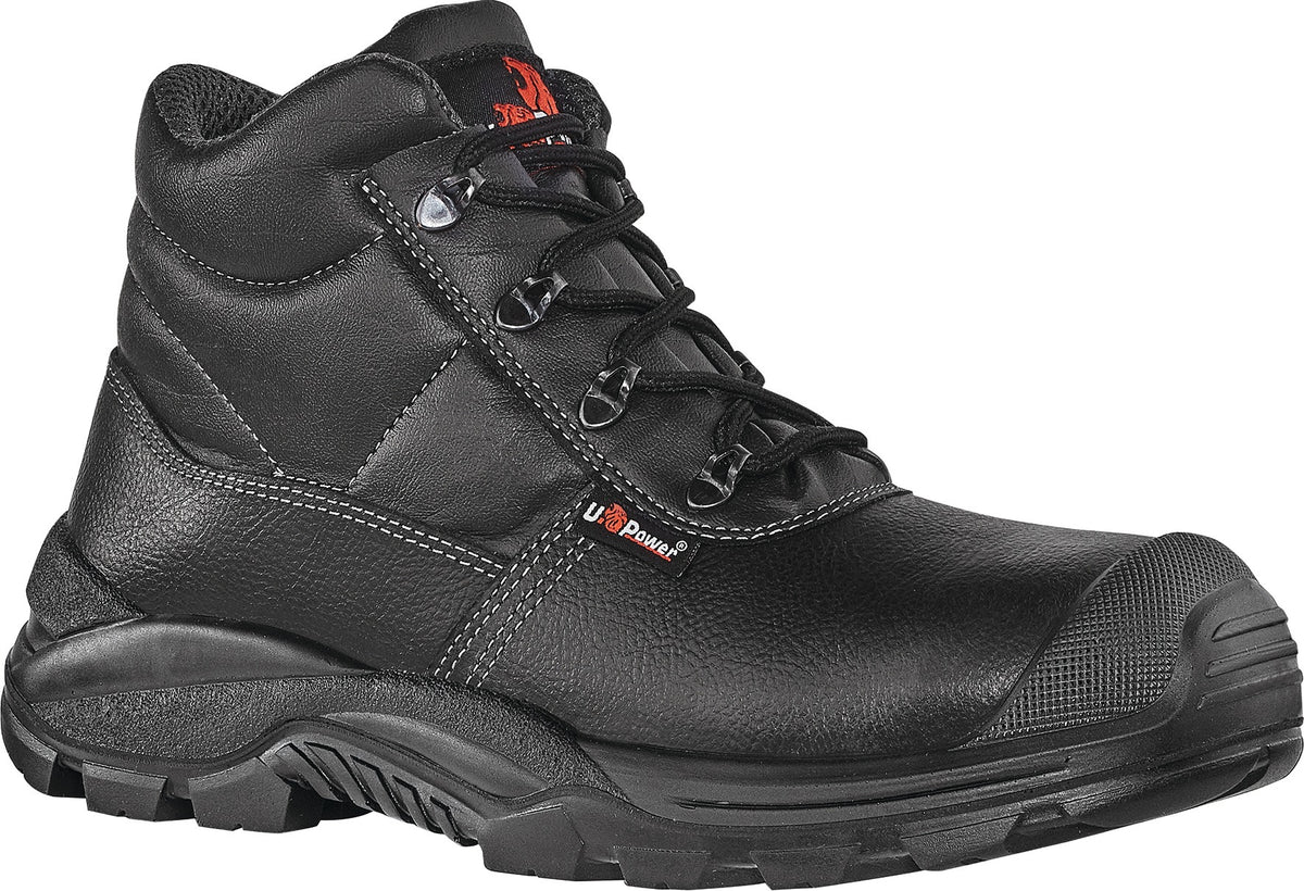 U.POWER Sicherheitsstiefel Jaguar UK S3S FO SR aus vollnarbigem Leder, Schwarz, Gr. 39