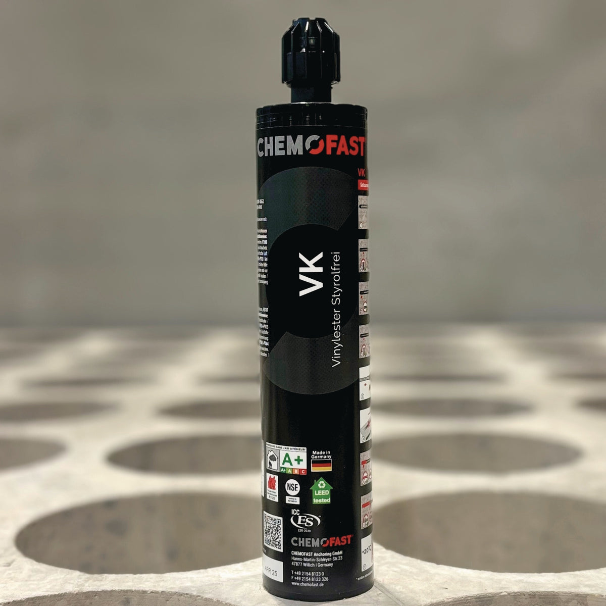 CHEMOFAST Injektionsmörtel VK 280ml – Styrolfreier Vinylester für Beton & Mauerwerk inkl. 2 Mischer