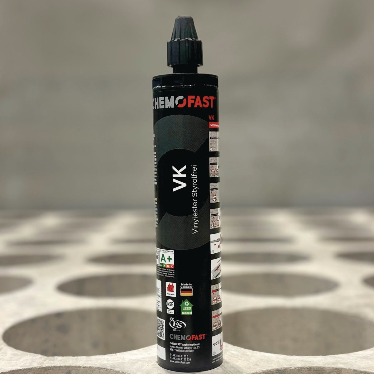 CHEMOFAST Injektionsmörtel VK 280ml – Styrolfreier Vinylester für Beton & Mauerwerk inkl. 2 Mischer