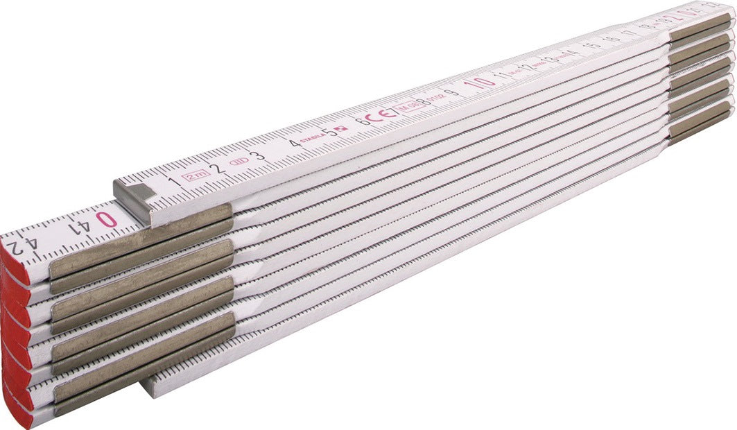 STABILA Gliedermaßstab 1607, 2 m, Buchenholz weiß, mm/cm-Teilung, EG III, 10 Glieder