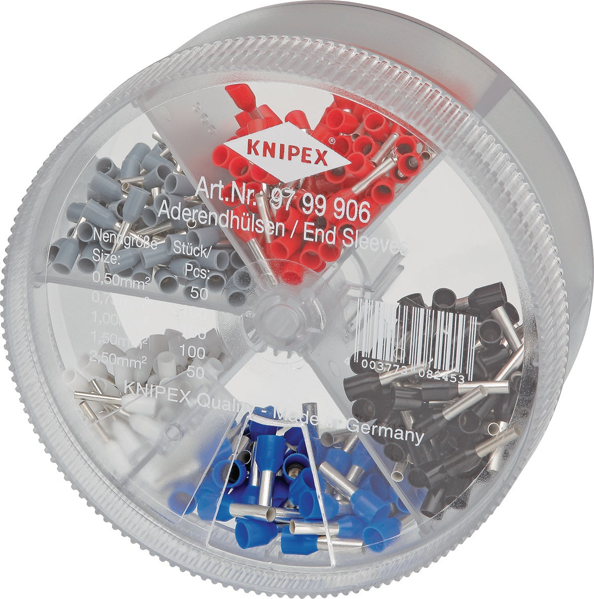 KNIPEX Aderendhülsenbox 400-teilig 0,5-2,5 mm² Kupfer verzinnt Kunststoffbox