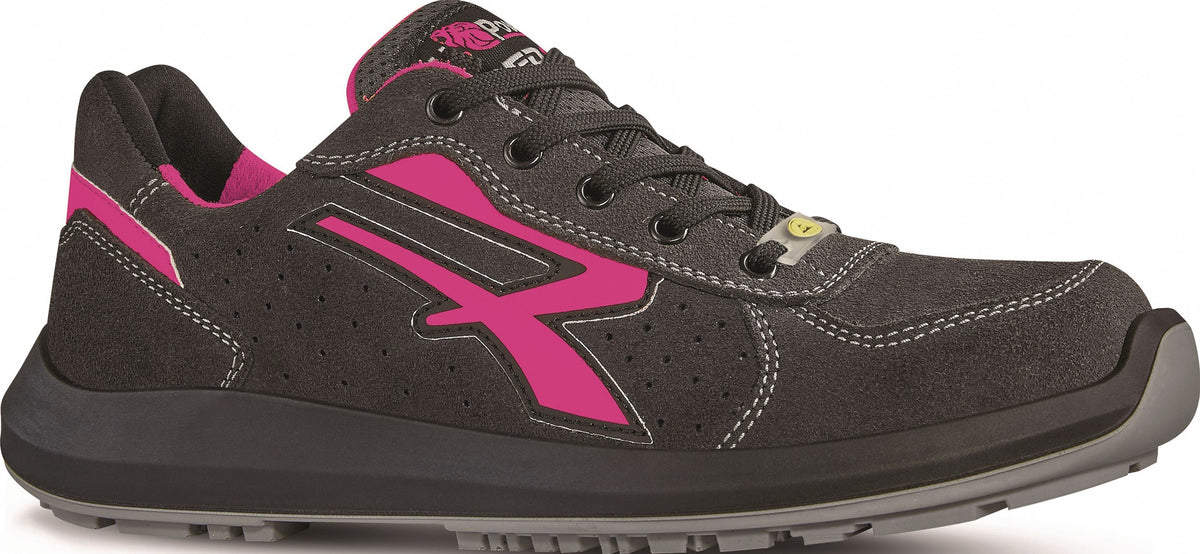 U.POWER Damensicherheitsschuh RU20156 ELECTRA S1PS ESD – Schwarz/Pink, Weite 9