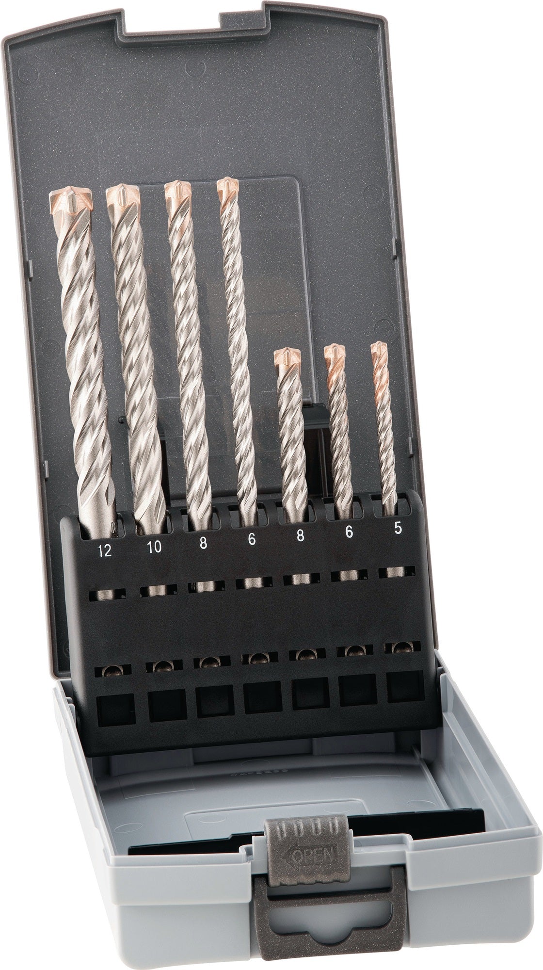 ALPEN FORCE X 7-teiliger SDS-plus Hammerbohrersatz mit 4 Vollhartmetallschneiden