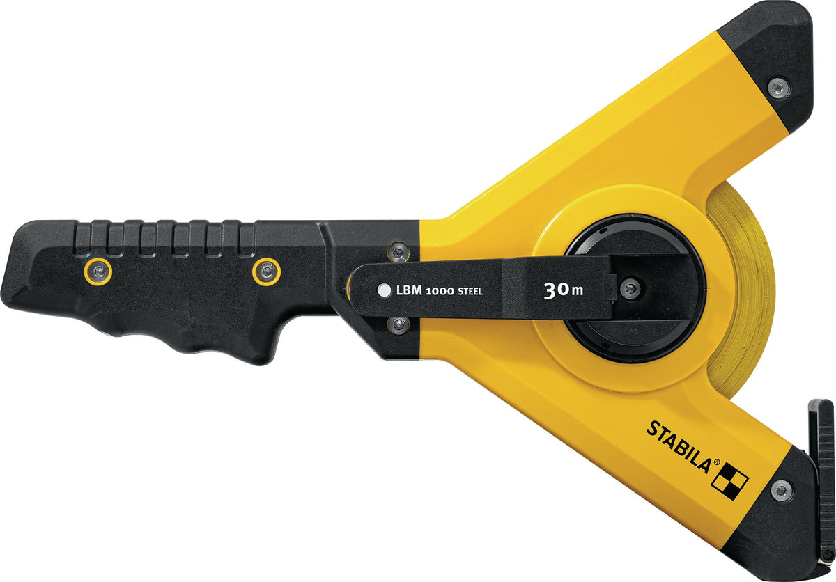 STABILA Rahmenbandmaß LBM 1000 STEEL – 100 m Stahlband, EG II, Y-Rahmen, Softgrip