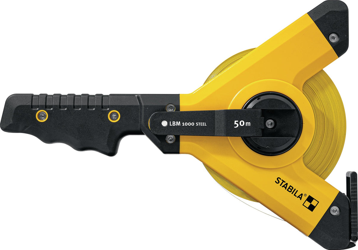 STABILA Rahmenbandmaß LBM 1000 STEEL – 100 m Stahlband, EG II, Y-Rahmen, Softgrip
