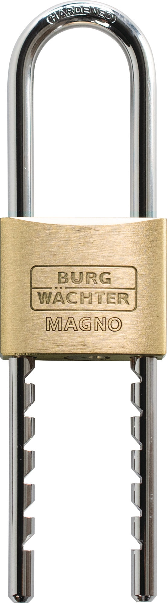 BURG-WÄCHTER Zylindervorhangschloss 50 mm Messing, Bügel höhenverstellbar 59-148 mm, verschließend