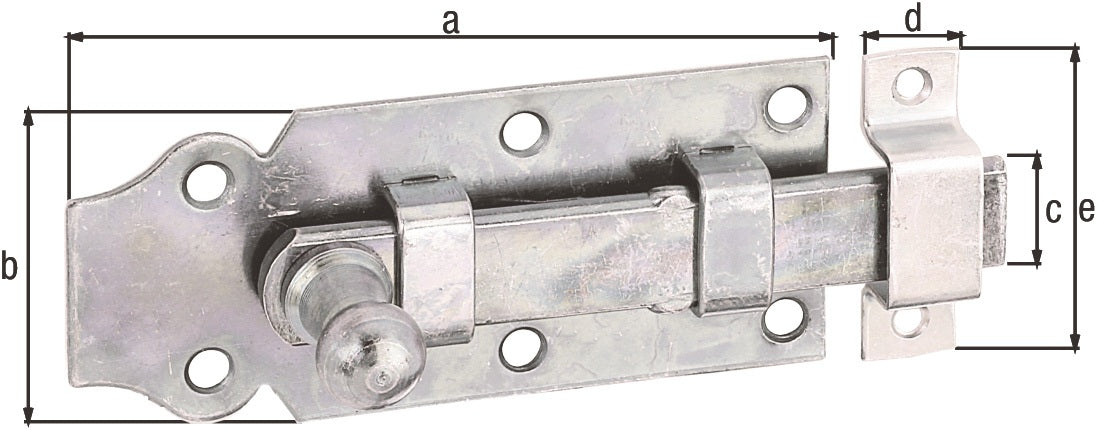 GAH Türriegel Stahl 160 mm, galvanisch verzinkt, mit Knopfgriff und Schlaufe