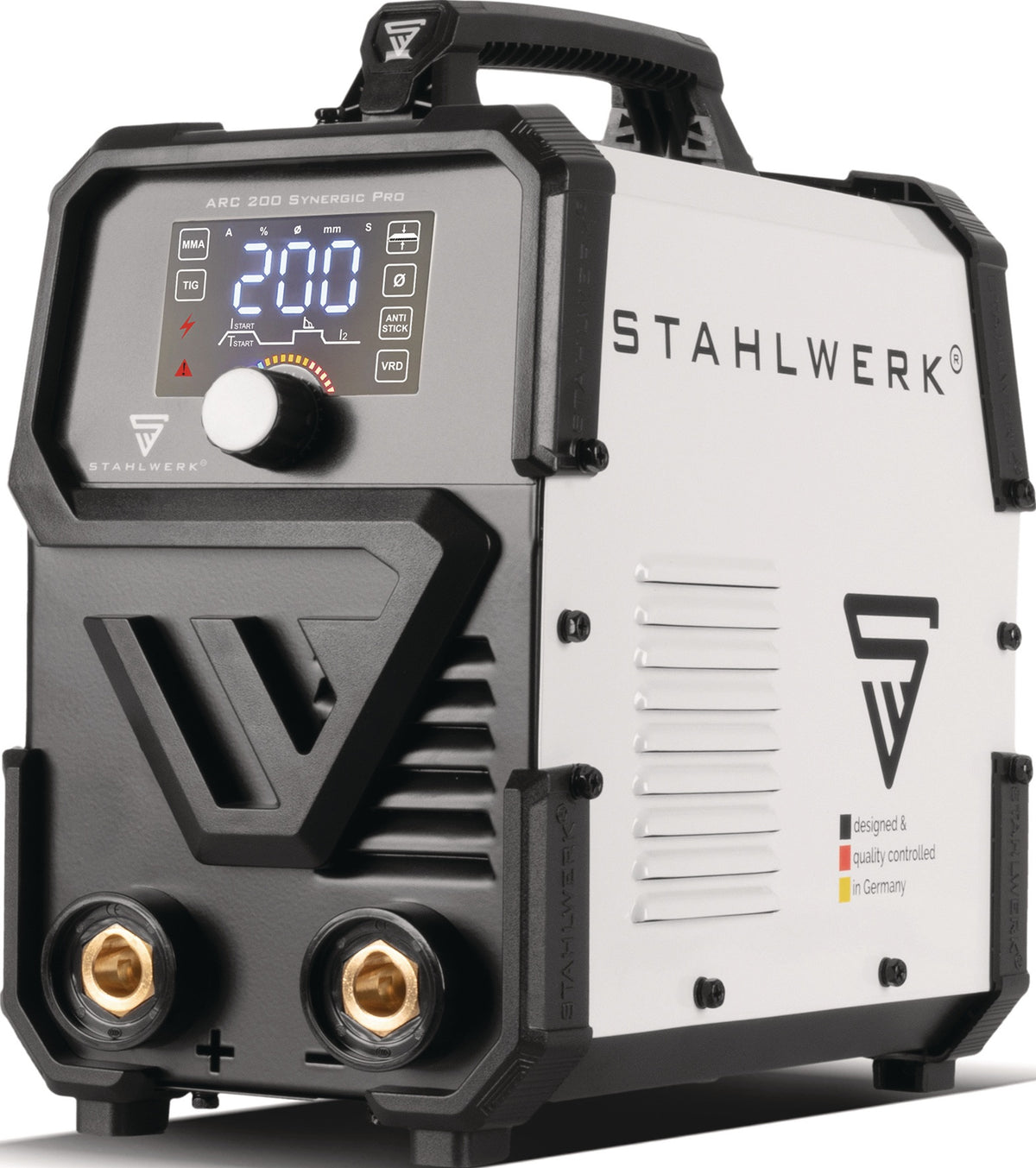 STAHLWERK Elektrodenschweißgerät ARC 200 Synergic Pro mit Zubehör 10-200 A