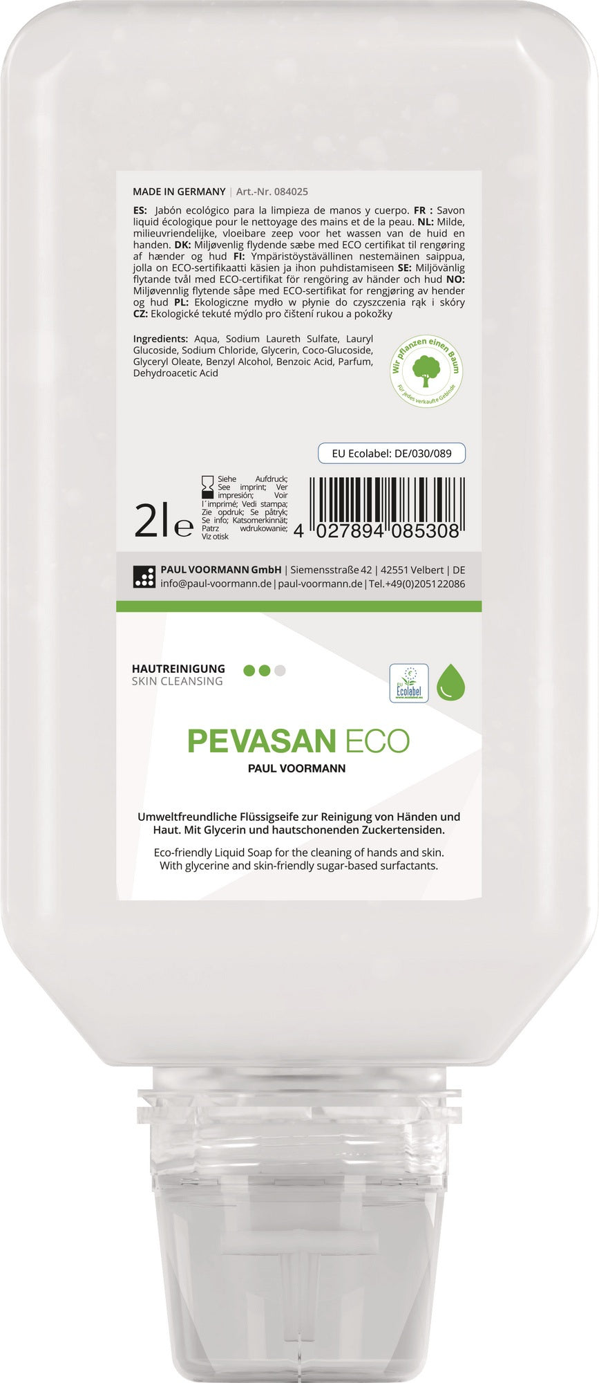 Handreinigung Pevasan ECO 2l ph-hautneutral Softflasche von PAUL VOORMANN – milde Hautreinigungs-Lotion