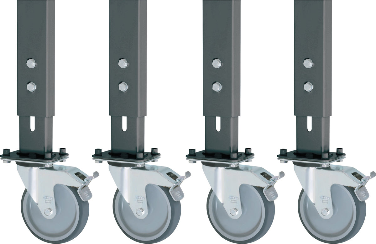RAU Rollensatz 4 Lenkrollen mit Feststeller Ø125 mm für Werktische 760-1080 mm