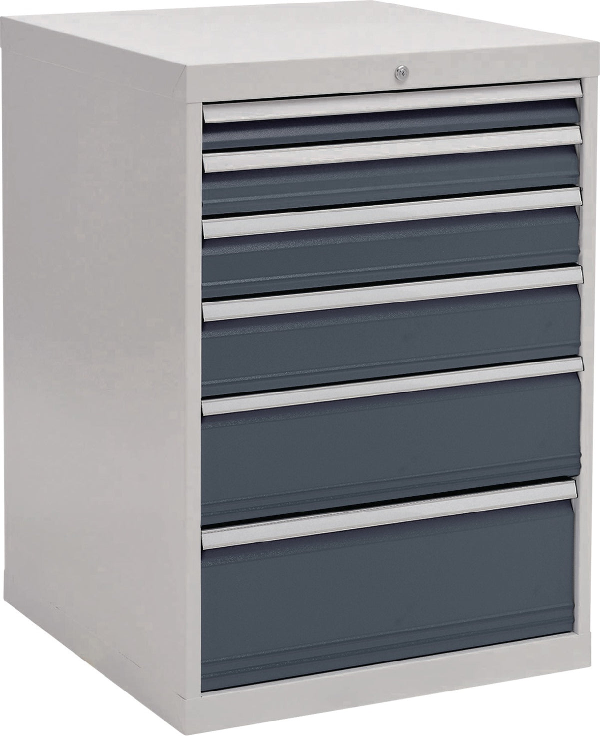 BEDRUNKA+HIRTH Schubladenschrank 6 Schubladen Vollauszug 1019x705x736 mm lichtgrau/signalblau