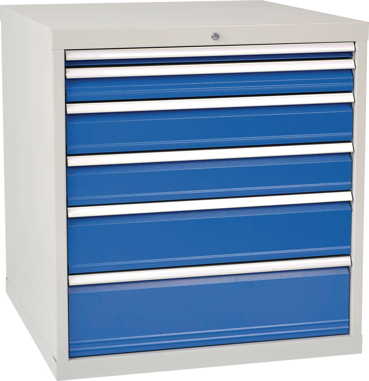 BEDRUNKA+HIRTH Schubladenschrank 6 Schubladen Vollauszug 1019x705x736 mm lichtgrau/signalblau