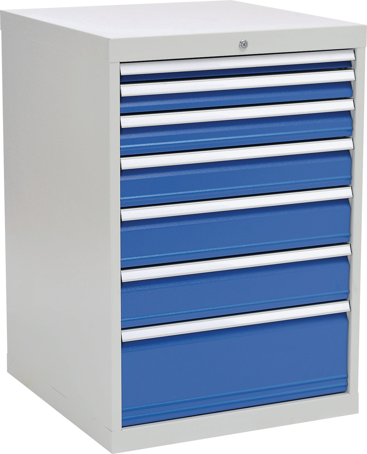 BEDRUNKA+HIRTH Schubladenschrank 6 Schubladen Vollauszug 1019x705x736 mm lichtgrau/signalblau