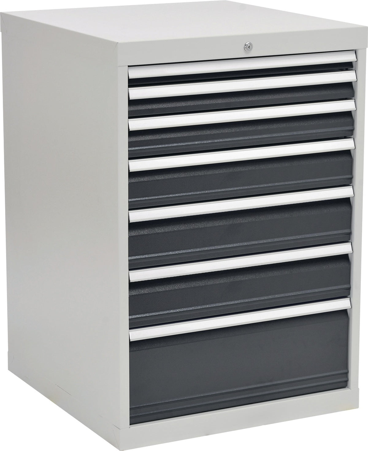 BEDRUNKA+HIRTH Schubladenschrank 6 Schubladen Vollauszug 1019x705x736 mm lichtgrau/signalblau