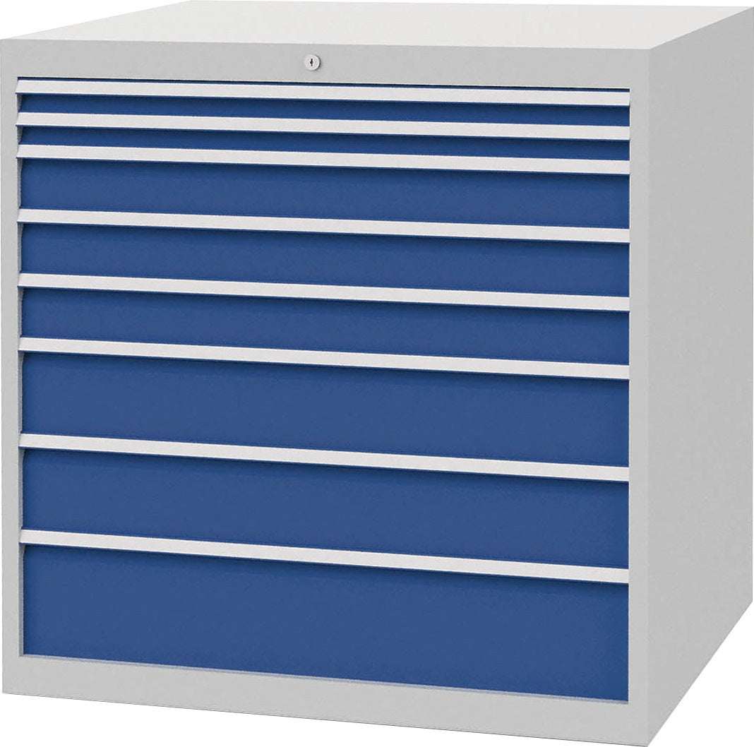 BEDRUNKA+HIRTH Schubladenschrank 6 Schubladen Vollauszug 1019x705x736 mm lichtgrau/signalblau