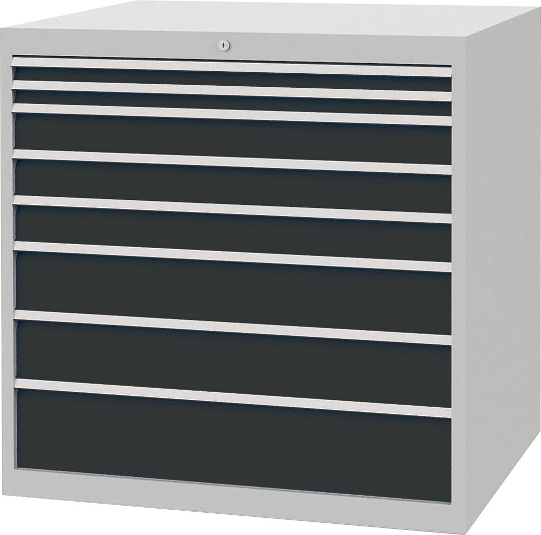 BEDRUNKA+HIRTH Schubladenschrank 6 Schubladen Vollauszug 1019x705x736 mm lichtgrau/signalblau