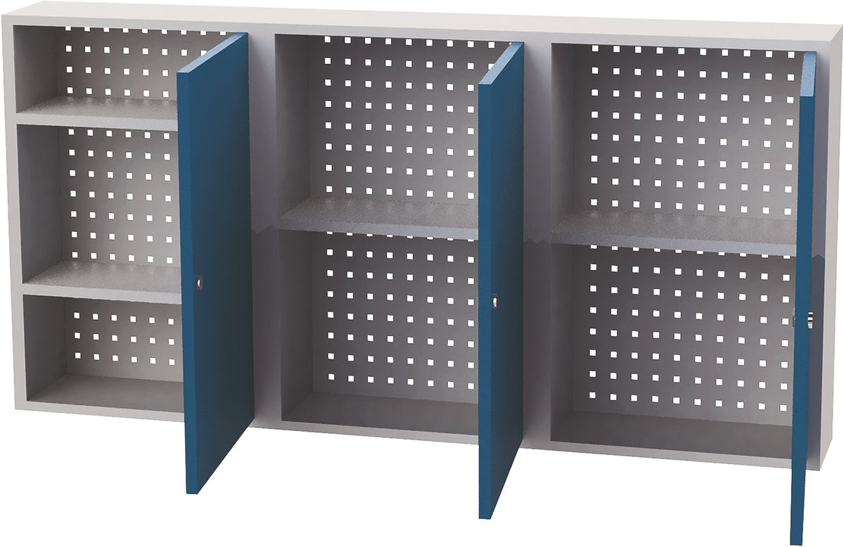 BEDRUNKA+HIRTH Hängeschrank 750x1500x200 mm, Vollblechtüren, lichtgrau – Stahlblech, abschließbar