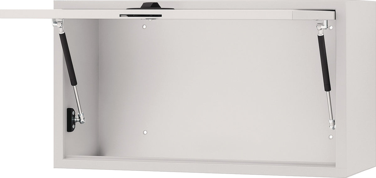 BEDRUNKA+HIRTH Hängeschrank 400x700x310 mm mit Vollblechtür, lichtgrau – Stahlblech, Klapptür mit Gasfeder