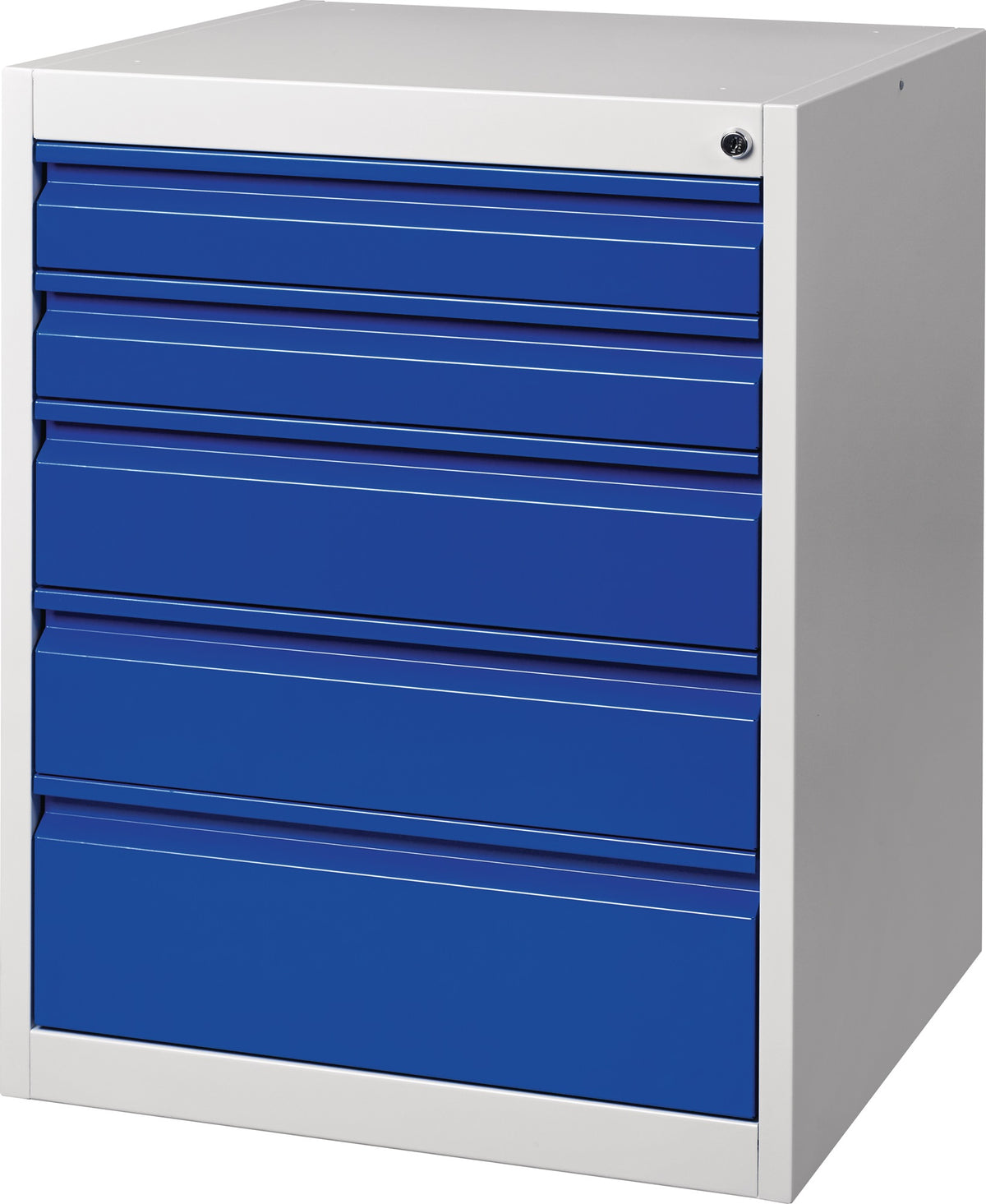 NORDWEST Schubladenschrank BK 600 – 4 Schubladen, Einfachauszug, 80 kg, grau/blau