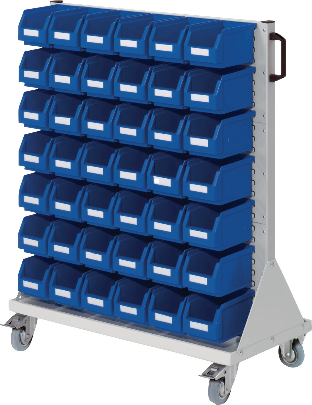 RASTERPLAN Rollwagen RasterMobil 1230x1000x500 mm mit 42 Sichtlagerkästen Gr. 6, lichtgrau
