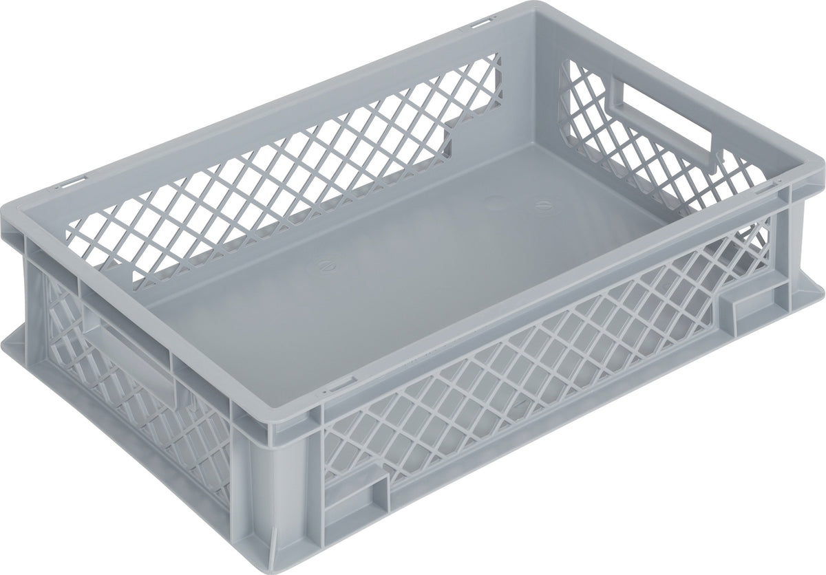 LOCKWEILER Transportbehälter 400x300x170 mm grau PP mit Durchfassgriff und durchbrochenen Seitenwänden