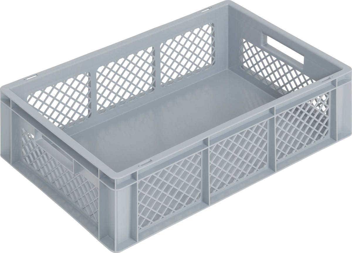 LOCKWEILER Transportbehälter 400x300x170 mm grau PP mit Durchfassgriff und durchbrochenen Seitenwänden
