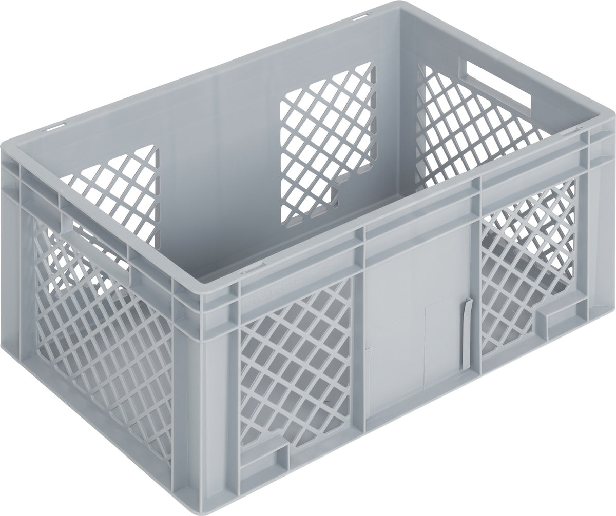 LOCKWEILER Transportbehälter 400x300x170 mm grau PP mit Durchfassgriff und durchbrochenen Seitenwänden