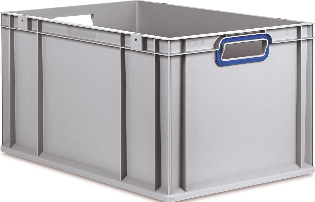 Transportstapelbehälter L400xB300xH120mm grau PP von ALLIT – geschlossener Griff rot