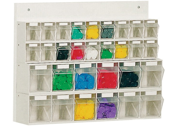 LOCKWEILER Klarsichtmagazin 410x600x108 mm mit 18x A und 12x B Behältern, weiß