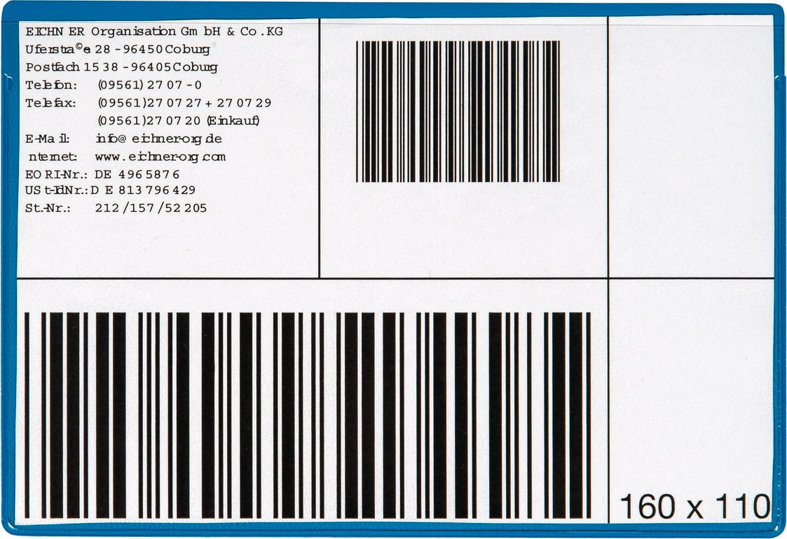 EICHNER Etikettentasche magnetisch 220 x 80 mm VDA-Norm, 10 Stück pro Packung