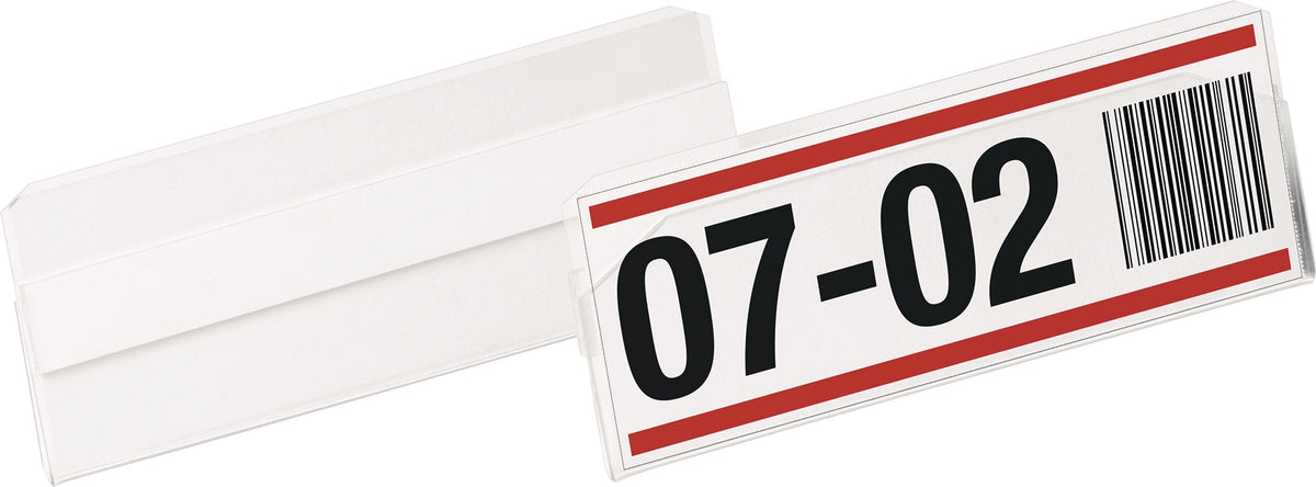 DURABLE Etikettentasche 100 x 38 mm selbstklebend transparent – scannertauglich & dokumentenecht
